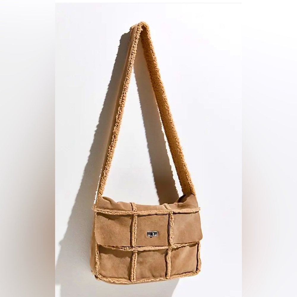 Free People Tan Shearling Shoulder Bag
